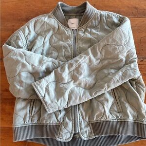 Mango Quilted Bomber Jacket in Sage